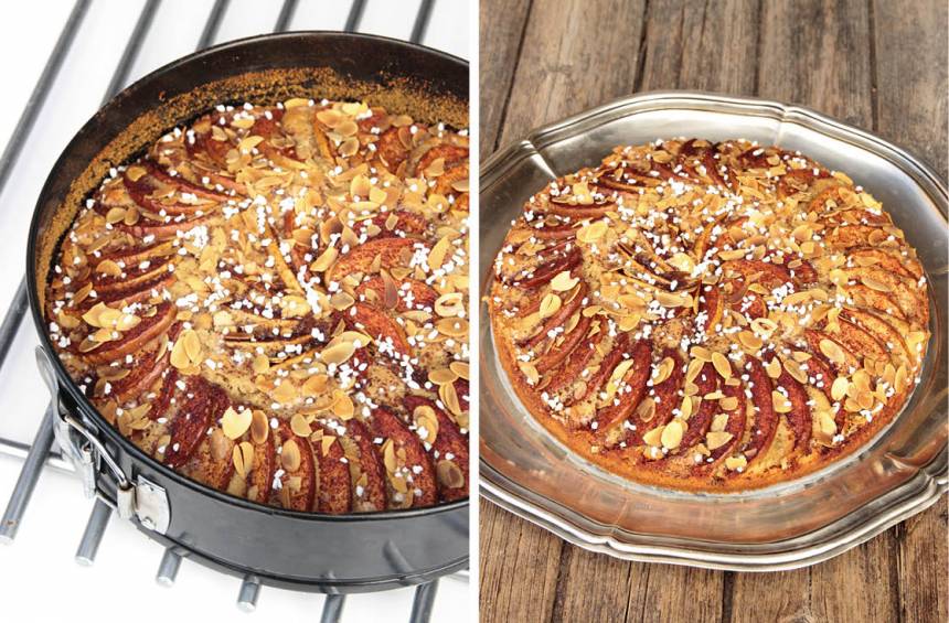 4. Grädda kakan mitt i ugnen i 40–50 min. Låt kakan svalna i formen. Pudra lite florsocker på kakan före servering. Ät den gärna med en klick grädde eller vaniljsås.