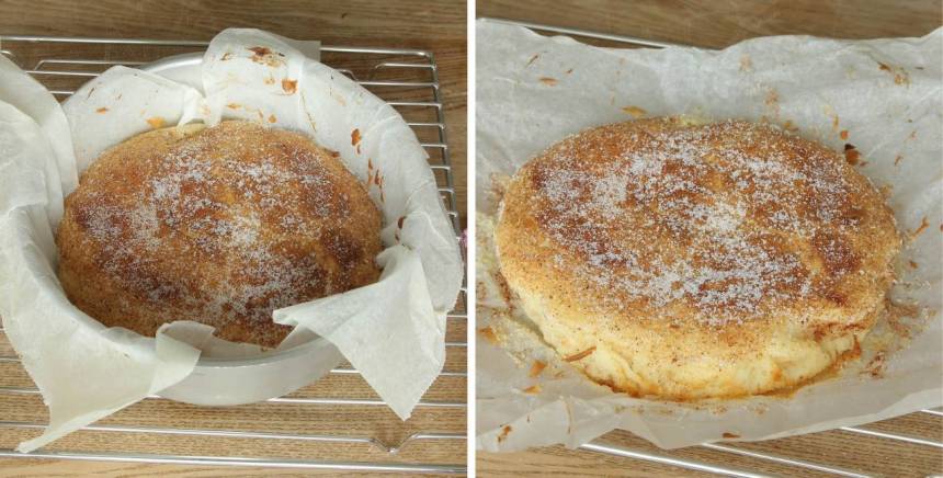 5. Grädda kakan mitt i ugnen i 26–30 min. Känn med en provsticka att kakan är klar. Låt den svalna i formen. Lyft sedan upp kakan med papperet och bjud på fika eller packa ner den i picknickkorgen.