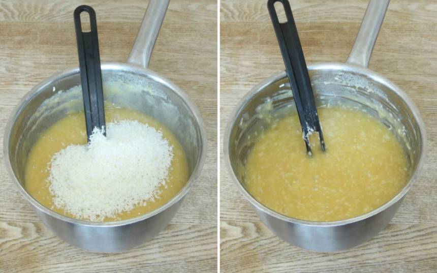 1. Sätt ugnen på 180 grader. Smält smöret i en kastrull och rör ner sockret. Tillsätt resten av ingredienserna och blanda ihop allt till en slät smet.