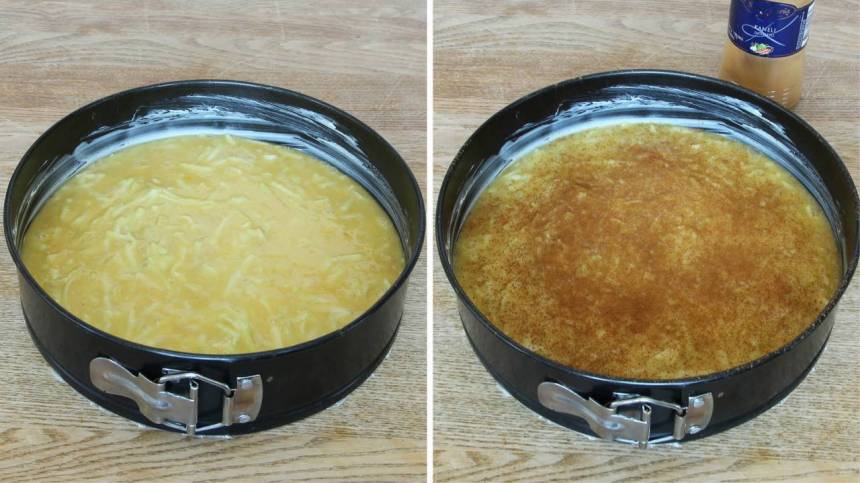 4. Häll smeten i en smord och bröad form, ca 23 cm i diameter, med löstagbar kant. Pudra över kanel eller kardemumma.